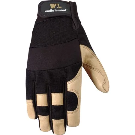 Wells Lamont Ultra Comfort Work Gloves, Grain Leather, Abrasive Resistant Palm, X-Large, Palomino/Black (3214XL)