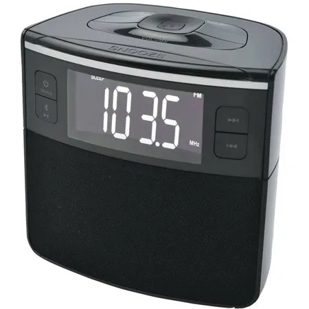 Sylvania SCR1986BT-AS Bluetooth Clock Radio with Auto-Set Dual Alarm Clock and USB Charging