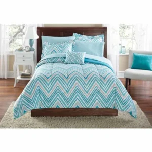 Mainstays Watercolor Chevron Bed in a Bag Bedding Set