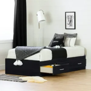 South Shore Cosmos 3-Drawer Storage Bed, Twin Black Onyx