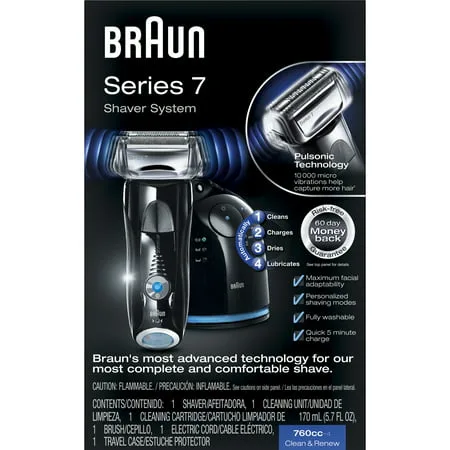 Braun Series 7 760cc-4 Mens Wet Dry Electric Shaver with Clean Station