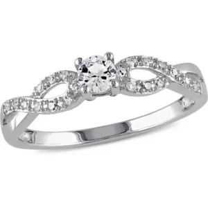 1/4 Carat T.G.W. Created White Sapphire and 1/10 Carat T.W. Sterling Silver Infinity Engagement Ring