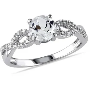 Miabella 1/10 Carat T.W. Diamond and 1 Carat T.G.W. Created White Sapphire 10kt White Gold Infinity Engagement Ring