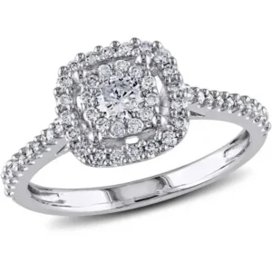 Miabella 1/2 Carat T.W. Certified Diamond 10kt White Gold Double Halo Engagement Ring
