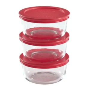 Pyrex Simply Store Round Glass Bakeware, 2 Cup, Set of 3