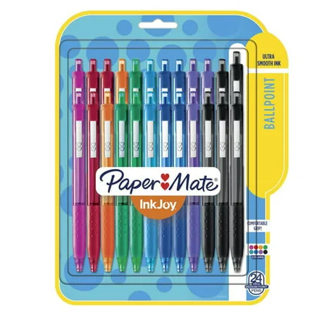 Paper Mate InkJoy Retractable Ballpoint Pen, 1mm, Assorted, 24/Pack