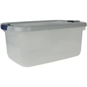 Rubbermaid Roughneck 50 Qt. (12.5 Gal), Clear Storage Tote Bins, Clear With Gray Lid (Set of 5)