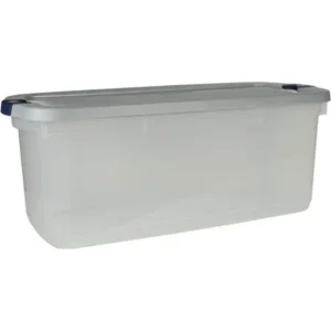 Rubbermaid Roughneck Clears Storage Tote Bins, 95 Qt (23.75 Gal), Clear with Gray Lid, Set of 4