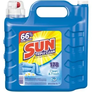Sun Liquid Laundry Detergent, Clean & Fresh, 250 Ounce, 178 Loads