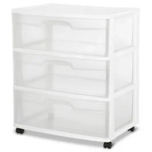 Sterilite Wide 3 Drawer Cart White