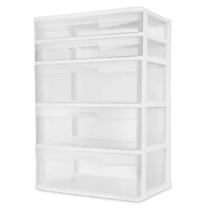 Sterilite 5 Drawer Wide Tower White