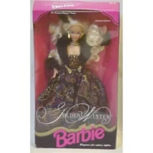 barbie 1993 limited edition the evening elegance series 12 inch doll - golden winter barbie with dress, jacket, hairpiece, earrings, ring, necklace, shoes and hair brush