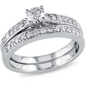 1/2 Carat T.W. Diamond Sterling Silver Bridal Ring Set