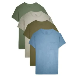 Fruit of the Loom Men's Dual Defense Assorted Pocket T-Shirts, 4 Pack, Extended Sizes