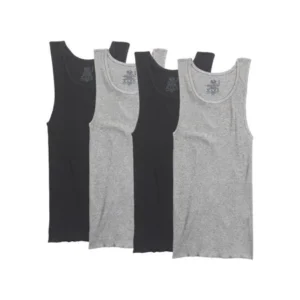 Men's Black and Gray A-Shirts, 4 Pack