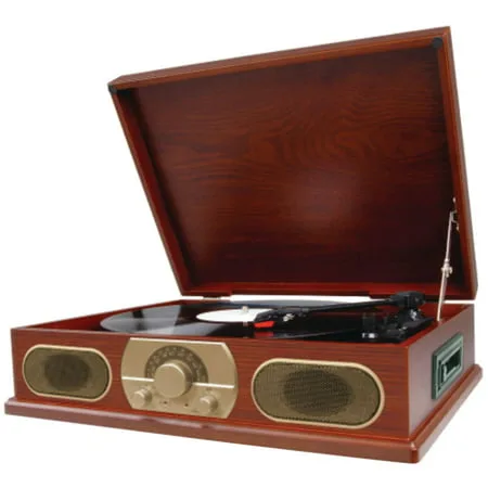 Studebaker SB6052 Wooden Turntable with AM/FM Radio & Cassette Player