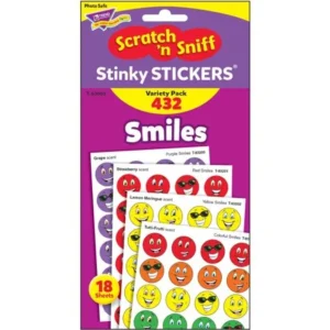 Trend, TEPT83903, Smiles Stinky Stickers Variety Pack, 432 / Pack, Red,Yellow,Purple,Orange,Green,Blue