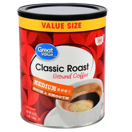Great Value Classic Roast Ground Coffee, Medium Roast, 48 oz