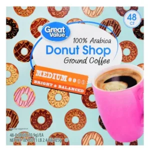 Great Value Donut Shop Ground Coffee Single Serve Cups, Medium Roast, 48 Count