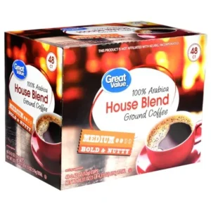 Great Value House Blend Ground Coffee Single Serve Cups, Medium Roast, 48 Count