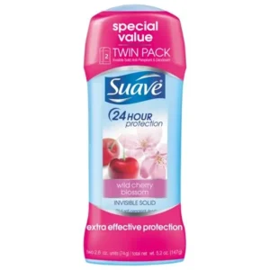 Suave Wild Cherry Blossom Antiperspirant Deodorant, 2.6 oz, Twin Pack