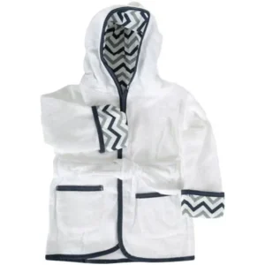 TL Care 0-9 Months Baby Bathrobe Made with Organic Cotton, Navy Zigzag