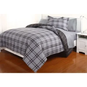 Gavin Grey Plaid Complete Bed in a Bag Bedding Set