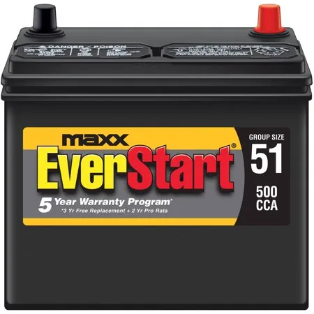 EverStart Maxx Lead Acid Automotive Battery, Group 51