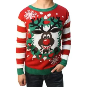 Ugly Christmas Sweater Teen Boy's Rudolph LED Light Up Sweater