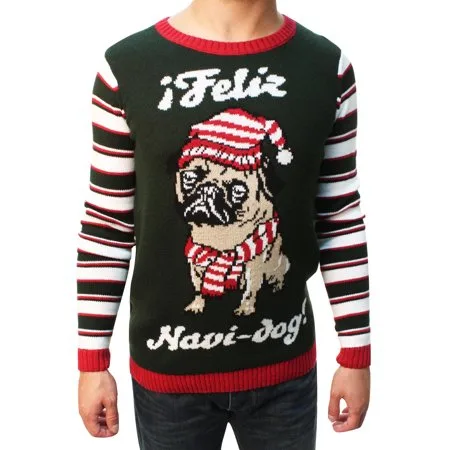 Ugly Christmas Sweater Teen Boy's Feliz Navi-dog! Sweater