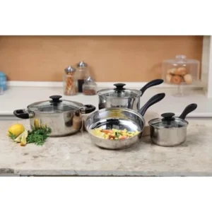 Gibson Home Silver Stream 7-Piece Cookware Set, Silver