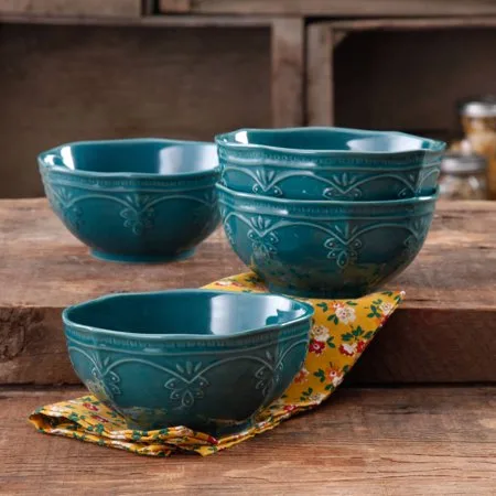 The Pioneer Woman Farmhouse Lace Bowl Set, 4-Pack