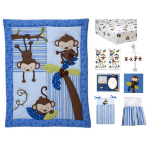 Little Bedding by NoJo 3 Little Monkeys 10 Piece Crib Bedding Set, Blue