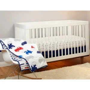 Little Bedding by Nojo Reversible On the Go Vehicles/Brick Print 3-Piece Crib Bedding Set