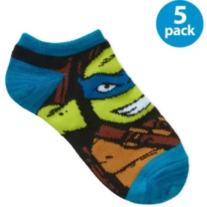 Teenage Mutant Ninja Turtles Boys No Show Socks Faces, 5 Pack