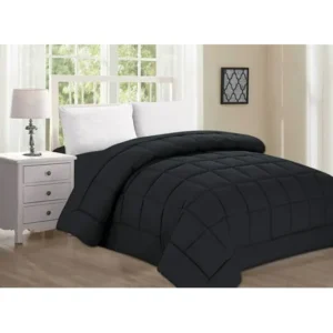 Elegant Comfort Ultra Plush Down Alternative Double-Filled Comforter 0 HypoAllergenic, Full/Queen , Black