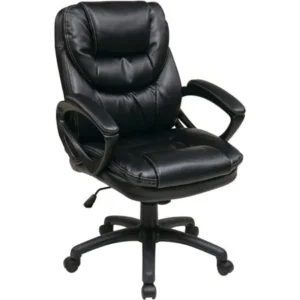 Faux-Leather Executive Swivel Manager's Office Chair with Padded Arms
