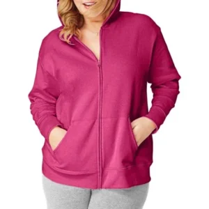 Just My Size Women's Plus Size Fleece Zip Hood Jacket, up to size 5X