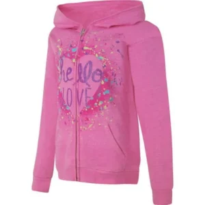 Girls' Printed Fleece Zip Hood Jacket