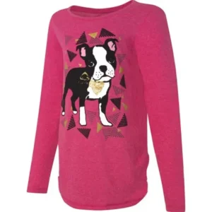 Girls' Printed Long Sleeve Shirttail T-shirt