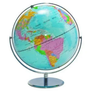 Advantus 12-Inch Globe with Blue Oceans, Silver-Toned Metal Desktop Base,Full-Meridian