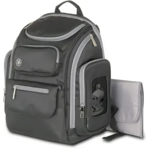 J is for Jeep Perfect Pockets Backpack Diaper Bag, Black/Grey