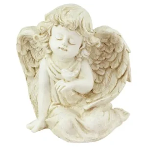 Northlight Heavenly Gardens Sitting Cherub Angel with Bird Outdoor Garden Statue