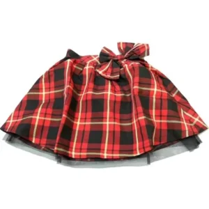 Designer Red Plaid Tartan Tulle Skirt Girls size 7-8 A-line Kids Childrens Fashion Sale 2225