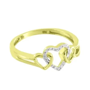 Womens Heart Designer Ring Party Wear 10k Yellow Gold Genuine Diamonds Ladies New