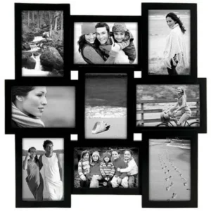 Black PUZZLE collage displays 9 4x6 photos