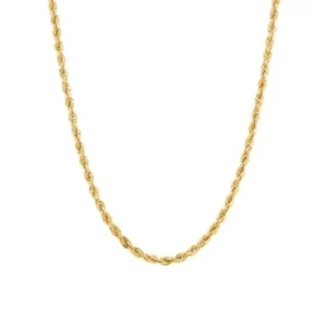 Brilliance Fine Jewelry 10K Yellow Gold Polished Rope Chain Necklace, 24"