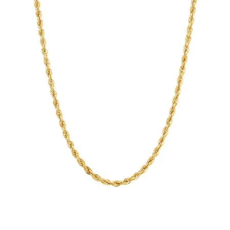 Brilliance Fine Jewelry 10K Yellow Gold Polished Rope Chain Necklace, 24"