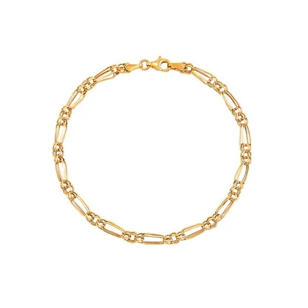 Brilliance Fine Jewelry 10K Yellow Gold Alternating Round and Oval Links Bracelet, 7.5