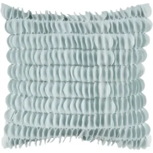 Art of Knot Channing Hand Crafted Circle Fringe Texture Decorative Pillow with Poly Filler, Blue